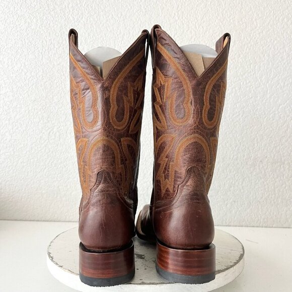 Rod Patrick Mens Cowboy Boots 8AA Brown Leather Western Square Toe 11" Shaft - Picture 3 of 10
